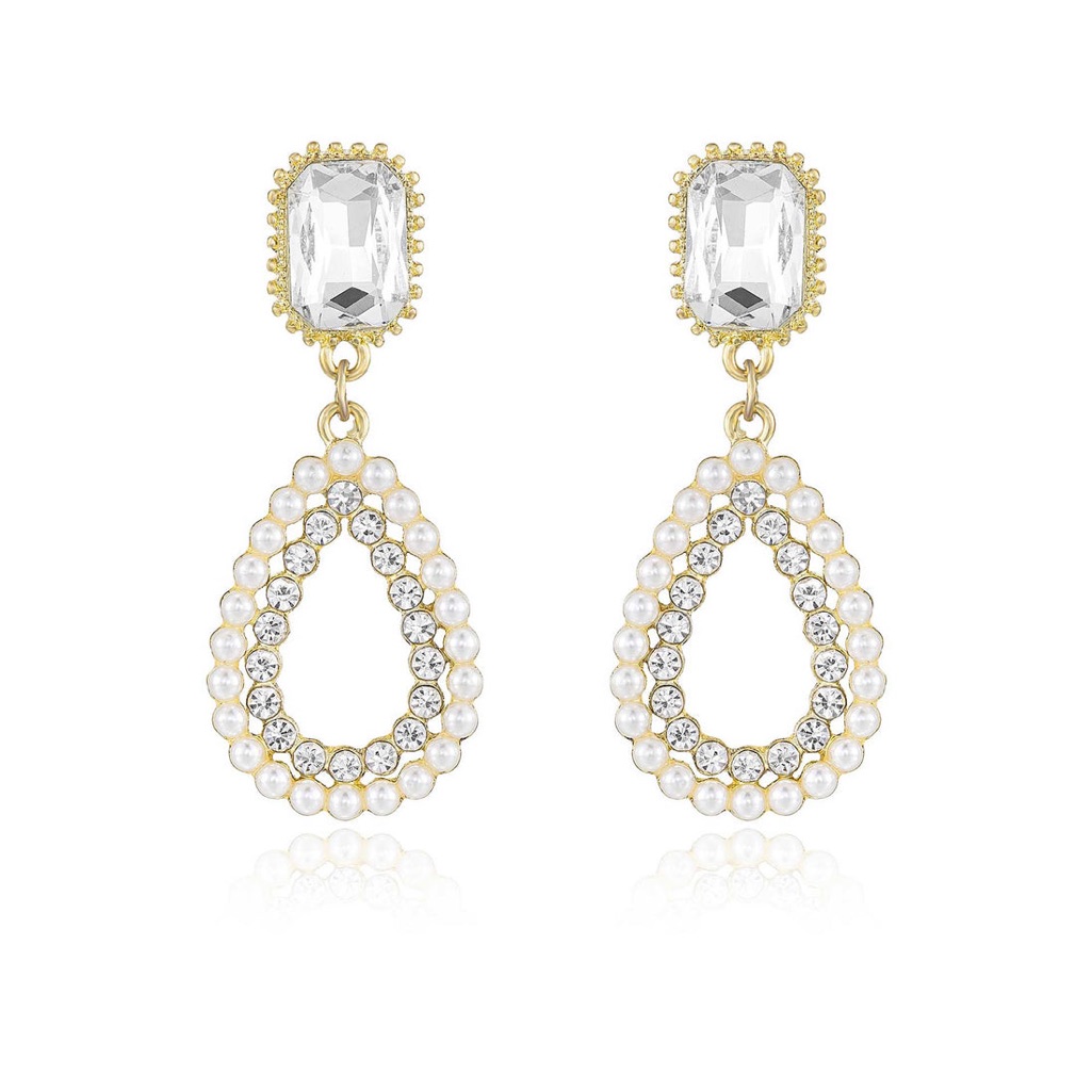 Ettika Gold And White Crystal Drop Earrings 30$